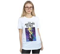 Disney Women's Artemis Fowl Book Cover Cotton Boyfriend T-Shirt in White | Size: Small Disney White S