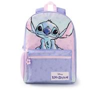 Disney Lilo & Stitch Girls Backpack | Purple & Pink Rucksack with Adjustable Straps | Cute Practical & Organised Luggage Sports School Bag For Kids | Movie Series Merchandise Gift