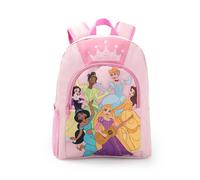 Disney Princess Snow White Cinderella Pink Backpack | Girls School Rucksack with Crown Design, Padded Straps & Zip Pockets | Kids Back to School Bag Merch