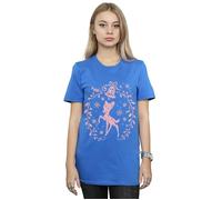 Disney Women's Bambi Christmas Wreath Cotton Boyfriend T-Shirt in Blue | Size: Medium Disney Blue M