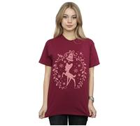 Disney Women's Bambi Christmas Wreath Cotton Boyfriend T-Shirt in Burgundy | Size: XL Disney Burgundy XL