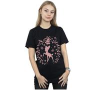 Disney Women's Bambi Christmas Wreath Cotton T-Shirt in Black | Size: Small Disney Black S
