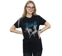 Disney Women's Bambi Great Love Story Cotton Boyfriend T-Shirt in Black | Size: Small Disney Black S