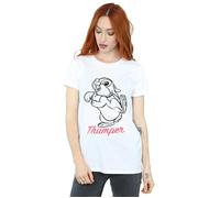 Disney Women's Bambi Thumper Line Drawing Cotton Boyfriend T-Shirt in White | Size: 5XL Disney White 5XL