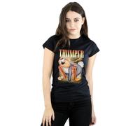 Disney Women's Bambi Thumper Montage Cotton T-Shirt in Black | Size: Medium Disney Black M