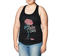 Disney Women's Beauty and The Beast Rose Poster Racerback Graphic Tank Top - Black - Small