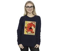 Disney Women's Big Hero 6 Baymax Baymax Newspaper Sweatshirt in Navy | Size: 2XL Disney Navy 2XL