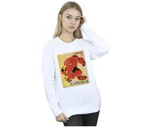 Disney Women's Big Hero 6 Baymax Baymax Newspaper Sweatshirt in White | Size: Large Disney White L