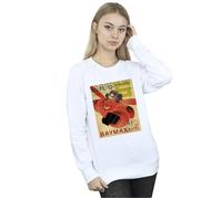 Disney Women's Big Hero 6 Baymax Flying Baymax Newspaper Sweatshirt in White | Size: Medium Disney White M