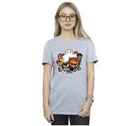 Disney Women's Big Hero 6 Baymax Group Manga Cotton Boyfriend T-Shirt in Grey | Size: Large Disney Grey L