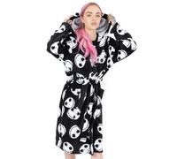 Disney Womens Black Jack Skellington Head All-Over Print Bathrobe - Large