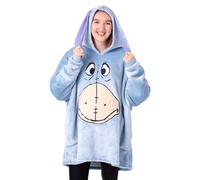 Disney Eeyore Womens Wearable Blanket Hoodie | Adults Blue Hooded Pullover with Donkey Character face | Ladies One Size Sherpa Lined Loungewear 3D Ears | Winnie The Pooh Friend Merchandise Gift