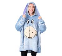 Disney Eeyore Womens Wearable Blanket Hoodie | Adults Blue Hooded Pullover with Donkey Character face | Ladies One Size Sherpa Lined Loungewear 3D Ears | Winnie The Pooh Friend Merchandise Gift
