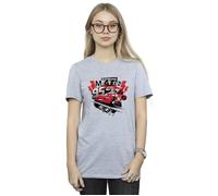 Disney Women's Cars Lightning McQueen Collage Cotton Boyfriend T-Shirt in Grey | Size: Large Disney Grey L