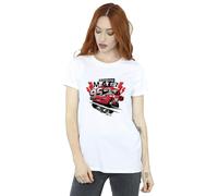 Disney Women's Cars Lightning McQueen Collage Cotton Boyfriend T-Shirt in White | Size: Medium Disney White M