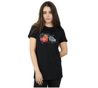 Disney Women's Cars Lightning Vs Storm Cotton Boyfriend T-Shirt in Black | Size: Medium Disney Black M