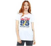 Disney Women's Cars Piston Cup 95 Cotton Boyfriend T-Shirt in White | Size: 2XL Disney White 2XL