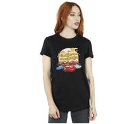 Disney Women's Cars Radiator Springs Group Cotton Boyfriend T-Shirt in Black | Size: 4XL Disney Black 4XL
