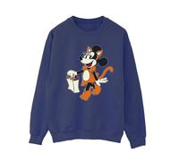 Disney Women's Cat Trick Or Treat Minnie Mouse Sweatshirt in Navy | Size: 5XL Disney Navy 5XL