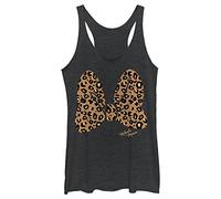 Disney Women's Characters Animal Print Bow Tri-Blend Racerback Layering Tank, Black Heather, M