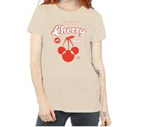 Disney Women's Cherry Much Minnie Mouse Boyfriend T-Shirt in Light Sand | Size: Large Disney Light Sand L