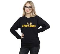 Disney Women's Chip and Dale Character Logo Sweatshirt Black X-Large