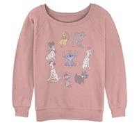 Disney Women's Classic Dogs Junior's Raglan Pullover with Coverstitch, Desert Pink, Medium