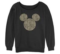 Disney Women's Classic Mickey Animal Ears Junior's Raglan Pullover with Coverstitch, Black, Medium