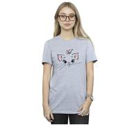 (XL, Sports Grey) Disney Womens/Ladies Classics Marie Face Pocket Cotton Boyfriend T-Shirt