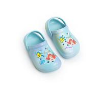 Disney The Little Mermaid Girls Light Blue Ariel Clogs | Ventilated Flat Heel Clog with Back Strap | Molded Footbed & Ariel Flounder Charms | Everyday School Wear Merch - 9 UK Child