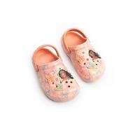 Disney Moana Girls Coral Pink Clogs | Graphic Character Clog with Floral Print & Flower Charms | Ventilated Molded Footbed & Heel Strap | Everyday School Shoe Merch - 9 UK Child