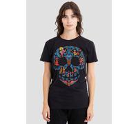 Disney Women's Coco Day Of The Dead Skull With Rivera Family T-Shirt, Black | Size: Small Disney Black S