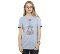 Disney Women's Coco Guitar Pattern Cotton Boyfriend T-Shirt in Grey | Size: Large Disney Grey L
