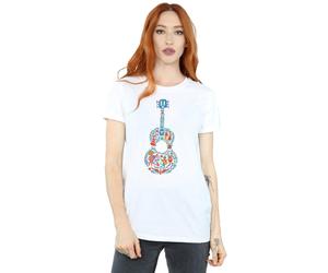 Disney Women's Coco Guitar Pattern Cotton Boyfriend T-Shirt in White | Size: Small Disney White S