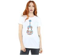 Disney Women's Coco Guitar Pattern Cotton Boyfriend T-Shirt in White | Size: XL Disney White XL
