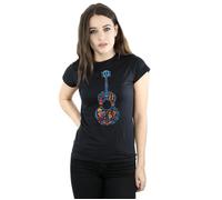 Disney Women's Coco Guitar Pattern Cotton T-Shirt in Black | Size: Medium Disney Black M