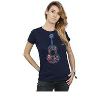 Disney Women's Coco Guitar Pattern Cotton T-Shirt in Navy | Size: 2XL Disney Navy 2XL