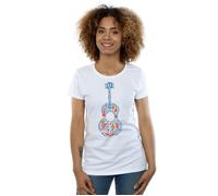 Disney Women's Coco Guitar Pattern Cotton T-Shirt in White | Size: XL Disney White XL