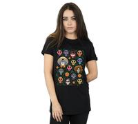 Disney Women's Coco Heads Pattern Cotton Boyfriend T-Shirt in Black | Size: 3XL Disney Black 3XL