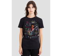 Coco Women's Miguel and Dante with Movie Quotes and Colorful Doodles Ladies T Shirt, Black, S
