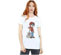 Disney Women's Coco Miguel With Guitar Cotton Boyfriend T-Shirt in White | Size: Large Disney White L