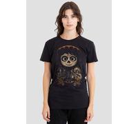 Disney Women's Coco Painted Poster With Miguel Skull, Hector & Ernesto T-Shirt, Black | Size: Large Disney Black L
