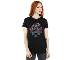 Disney Women's Coco Tree Pattern Cotton Boyfriend T-Shirt in Black | Size: 3XL Disney Black 3XL