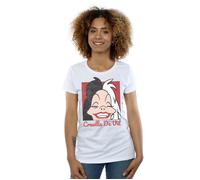 Disney Women's Cruella De Vil Cropped Head Cotton T-Shirt in White | Size: Small Disney White S