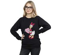 Disney Women's Daisy Duck Love Heart Sweatshirt Black Medium