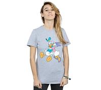 Disney Women's Donald and Daisy Duck Kiss Boyfriend Fit T-Shirt Sport Grey Large