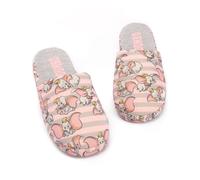 Disney Dumbo Slippers For Women | Ladies Grey & Pink Polyester Slip On House Shoes With Grip Sole | Adults Gifts 7-8 UK