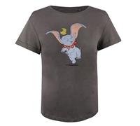 Disney Women's Dumbo Happy T Shirt, Grey (Charcoal Ant), 14 UK
