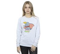 Disney Women's Dumbo Sitting On Books Sweatshirt Sport Grey X-Large