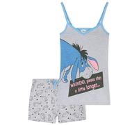 Disney Stitch Pyjamas for Women Teenagers Shorts Vest PJs Set Soft Breathable Loungewear Summer Sleepwear Stitch Gifts (Grey Eeyore, M)
